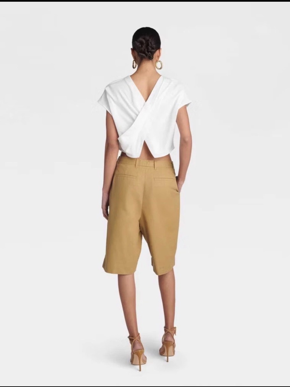 KBB by KAHLANA Women 'The Asym Bermuda Shorts' - Brown 12 NWT